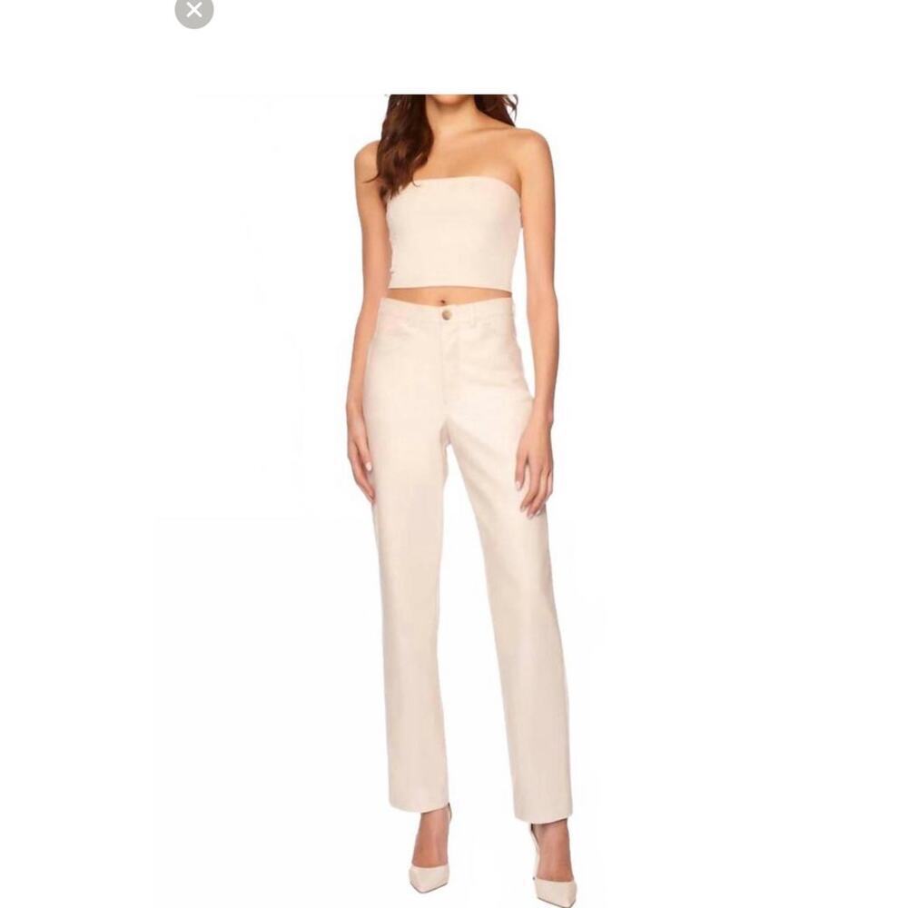 NWT Susana Monaco faux vegan leather blanched almond pants M